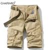 Heren Zomer Katoen Leger Tactische vrachtshorts Fashion Khaki Multi Pocket Casual Short Pants Loose Military Men 220715