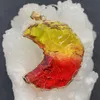 Pendanthalsband Natural Stone Moon Crystal 38x40mm Färg Gradient Charm Making Diy Halsbandörhängen Tillbehör Tillbehör smycken läkning 1PCSPENDA