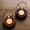 Candle Holders European Transparent Glass Round Candlestick Candlelight Dinner Zen Home Windproof Cover Chinese OrnamentsCandle