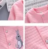 Vêtements de petite fille printemps et automne coton épais set chauffeur de dessin anculaire mignon lapin bébé bébé à manches longues 220326