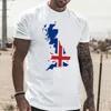 Herr t-shirts manlig casual England flagga tryck t shirt blus rund hals korta ärm toppar långa vakt setmen's