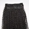 ELIBESSブランドMongolian Afro Kinky Carly weave Remy Hair Clipの人間のヘアエクステンション自然色フルヘッド8個/セット120gの船無料