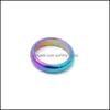 Bandringar smycken 6mm retro mode hematit colorf ring bredd kammad yta regnbåge färg jul närvarande dhtwk7978343