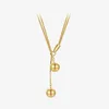 Anhänger Halsketten Edelstahl Halskette Gold Farbe Doppel Ball Mode Schmuck Collares Para Mujer Geschenk 220427