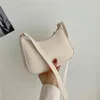 2022 Nieuwe mode retro solide kleur pu lederen schouder onderarmtas casual dames hobos handtassen