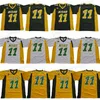 A3740 NCAA NDSU Bison 11 Carson Wentz Jersey Yellow Green White White North Dakota State College Football Footseys