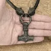 Hänghalsband vintage nordisk stil keltisk hammare och brusande halsband läder flätade män39s amulet juvelrypendant halsband8555579