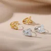 Pendientes de aro Huggie Zircon mariposa para mujer acero inoxidable cristal 2022 tendencia boda banda pareja estética joyería FemmeHoop Kirs22