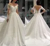 Princess Ball Gown Wedding Dresses With Long Sleeves Sheer Neck Lace Appliqued Sweep Train Bridal Gowns Corset Backless Vestidos De Novia Arabic Plus Size CL0836