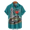 Koszule dla mężczyzn 3D Vintage Fashion Violin Rocker Print Rockabilly Hawaiian Shirt krótkie rękawy Homme Harajuku ropa hombre 220812