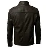 Vår- och hösten Men's Pu Leather Jacket Fashion Trend Solid Stand Collar Slim High Quality Men Bomber Leather Jackets 220816
