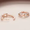orecchini in argento da donna con fibbia quadrata a doppio anello orecchini con fibbia ad orecchio di diamanti orecchini a cerchio di connessione