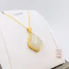 Pendant Necklaces Natural Jade Handcarved Lock Pendants Turquoise With Gold 925 Sterling Silver Necklace Women Jadeite JewelryPendant