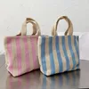 Totes 2022 Bolsos a rayas Bolso de diseñador Mujer Crochet Tote Bolso de lujo Bolso de compras de verano Totes Hombro Triángulo de calidad superior 230724