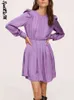 женское фиолетовое кружевное мини -платье