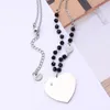 Pendant Necklaces Stainless Steel Big Heart Necklace For Women Black Crystal Long Sweater Party Wedding Fashion Jewelry GiftsPendant