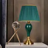 Chinese Style Green Ceramic Table Lamps European Cloth CoverModern Living Room Bedroom Bedside Study E27 Decor Table Lamp EU/AU/US/UK Plug