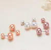 7-7.5 10.5-11mm dubbla headed öronstänger naturliga sötvatten pärlörhängen vit lila rosa lady/flicka mode smycken