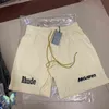 Brand Designer t Shirt 2022 Arrival Khaki White Embroidery Men Rhude T-shirt Set Shorts Suit