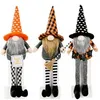 FESTIDAS DE FESTIDAS Decorações de Halloween Gnomos Doll Plush Tomte Tomte sueco de pernas longas Tabela anã Ornamentos para crianças presentes F0816