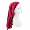 Bande élastique réglable Double couche rayonne cheveux longs soins chapeaux sommeil Bonnets doux couleur unie Satin femmes africaines bonnet de nuit