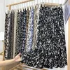 Croysier Fashion Elegant Vintage Leopard Print veckad kjol Elastisk hög midja Långa kjolar för kvinnor Summer Chiffon Midi kjol 220511