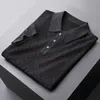 Polos pour hommes T-shirt en tricot à carreaux de luxe Premium pour hommes à manches courtes d'été coupe ajustée chemise mince respirante tendance décontracté demi hommes hommes hommes M