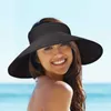 Women Summer Visors Hat Foldable Sun Cap Wide Large Brim Straw Hats Chapeau Lady Beach UV Protection Caps 220617