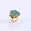 Natural Crystal Stone Adjustable Flower Print Rings For Women Men Party Club Decor Gold Plated Fashion Jewelry