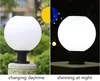 Round Solar lamps LED Ball Shape Pillar Light White acrylic globe Outdoor waterproof post light fence lighting landscape courtyard garden