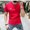 2022 Nouveau T-shirt Hommes Slim Casual Personnalisé Simple Blanc V-logo Broderie Diamant Chaud Mode Coton Mercerisé Homme Tees Top Qualité Homme Vêtements Plus La Taille M-6XL