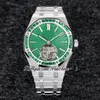 R8F V3 Flying Tourbillon A2950 Montre automatique pour homme 41 À remontage automatique 2653 Lunette émeraude extra fine Cadran vert Bracelet en acier inoxydable 2022 Super Edition Pureitme A1