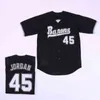 QQQ8 AIR01 Męskie Birmingham Barons Jersey Michael Jor Dan Rookie 45 White Grey Black 100% zszyty koszulka baseballowa Najwyższa jakość