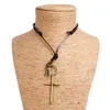Grand anneau jésus croix pendentif collier chaîne réglable en cuir colliers pour femmes hommes Punk mode bijoux cadeau