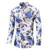 Autumn Men Slim Floral Print Long Sleeve Shirts Fashion Brand Party Holiday Casual Dress Flower Shirt Homme Plus Size 7xl 220813