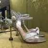 Dress Shoes 2022 Sexy Glitter High Heels Bride Woman Ankle Strap Thin Jewel Stiletto Rhinestone Wedding Sandals