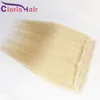 #613 One Piece Clip in Extensions Platinum Blond Human Hair Peruvian Virgin Straight Clip on Weave with 5 Clips Thick Blond Hairpiep For Women