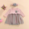 Mädchenkleider Maamp;Baby 0-18 Monate geborenes Säuglingsbaby Mädchen Strickkleid Blumen Langarm Tüll Tutu für Mädchen Herbst Frühling KleidungMädchen'