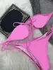 Été Sexy Deux Pièces Bikini Pour Femmes Maillot De Bain Avec Lettres Créateur De Mode Maillots De Bain Lady Diamant Incrusté Bikinis Maillots De Bain Multi Style En Option