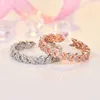 Корейское модное простое кольцо с кристаллами CZ, ювелирные изделия для женщин, открытое регулируемое треугольное кольцо с цирконом, серебро, розовое золото, элегантное любовное кольцо