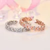 Korean Fashion Simple CZ Crystal Band Rings Jewelry for Women Open Ustable Triangle Zircon Sier Rose Gold Elegant Love Ring