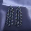 Stud Gothic Premium Blue Waterdrop Tassel Earrings Luxury Mystic Black Style Jewelry For Women Prom Party Girls AccessoriesStud Odet22 Farl2
