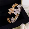 Bransoletki złota róża srebrna luksusowe klasyczne kryształowe koniczyny cyrkonowe bransoletki dla kobiet biżuteria mody lars22