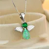 Pendant Necklaces Boho Female Crystal Stone Necklace Charm Blue White Green Opal For Women Cute Angel Wing Wedding NecklacePendant