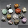 Arts And Crafts Arts Gifts Home Garden Natural Crystal Irregar Stone Ball Charms Pendants Wire Wrapped Amethyst Tiger Ey Dhqxd