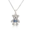 Gold Plated Cute CZ Micro Pave Copper Bear Pendant Necklace for Young Ladies Gift