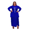 Plus Size Klänningar Damkläder 2022 Set Höst Lång/Kort ärm Fickor Lös Klänning 4XL 5XL Oregelbunden Casual Maxi Lady Vestidos