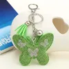 Rhinestone Butterfly Velvet Charm Pendant Fringe Key Rings Car Tassel Bag Keychains Romantic Dazzling 80x65mm