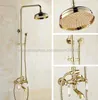 Bathrows Softs Gold Polished Taucets Conjunto de Brass Mixer de chuva Tap Tuba de bico torneira KGF361Bathroom