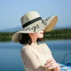 Breite Krempe Hüte Luffy Stroh Sonnenhut Brief Weibliche Mode Faltbare Sommer Urlaub Schutz Strand PROS22